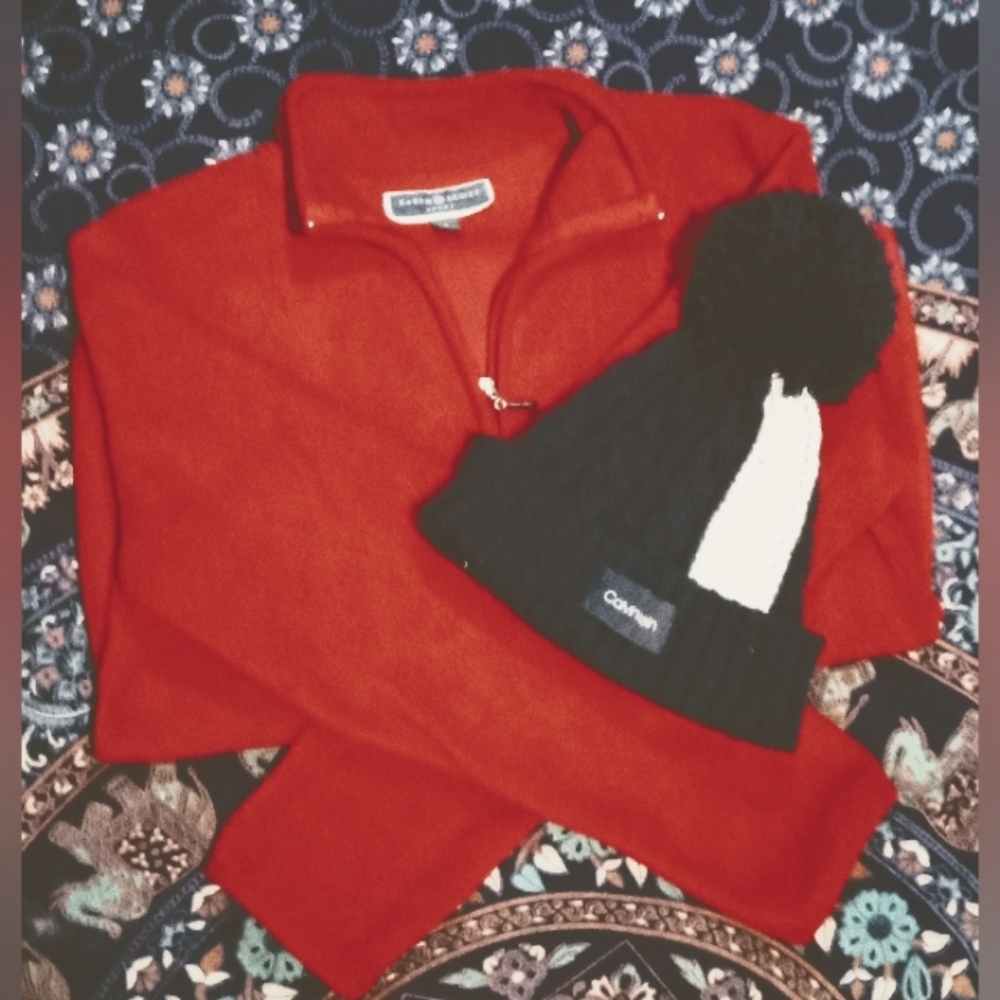 Karen Scott fleece jacket with Calvin Klein beanie